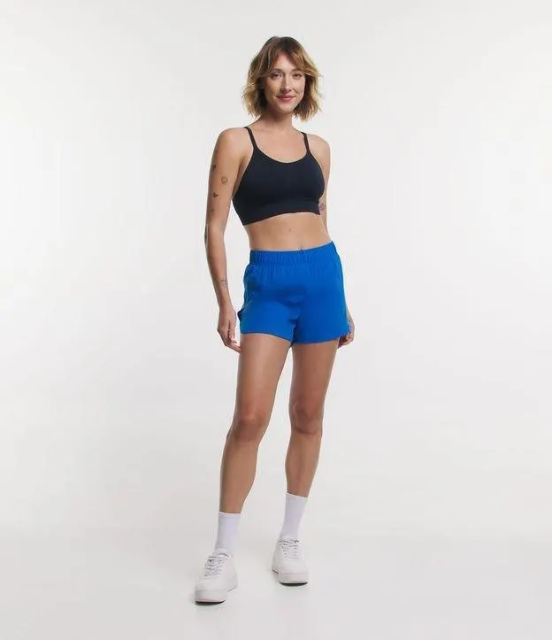 Short Runner Esportivo com Elástico no Cós e Bolso Interno Azul
