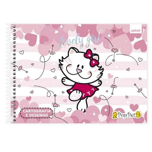 Caderno Cartografia e Desenho Capa Dura 80 Folhas Pop Pet Spiral - PT 1 UN