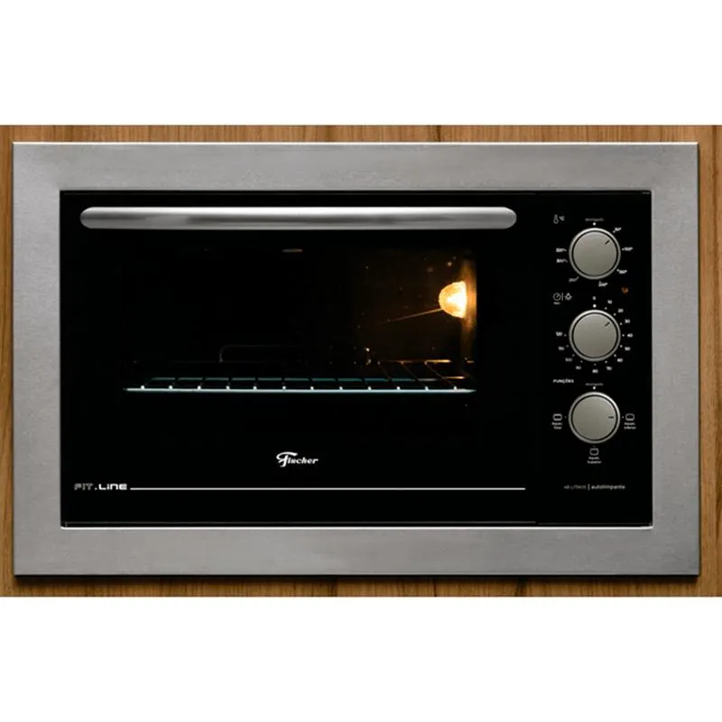 Forno Elétrico de Embutir Fit Line em Aço Fischer 1775W 48 Litros Autolimpante Inox