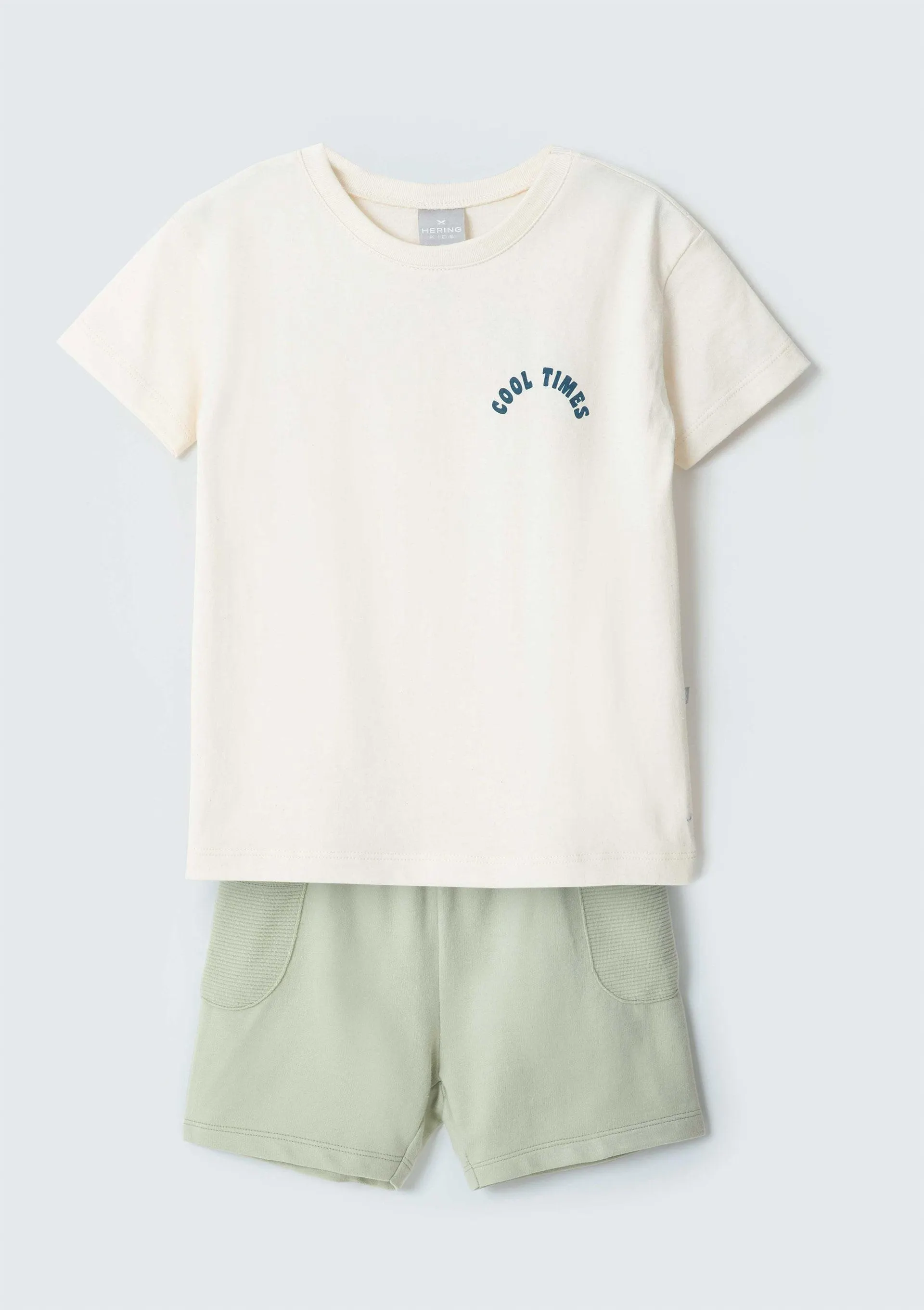 Conjunto Infantil Menino Curto Com Estampa Toddler - Off White