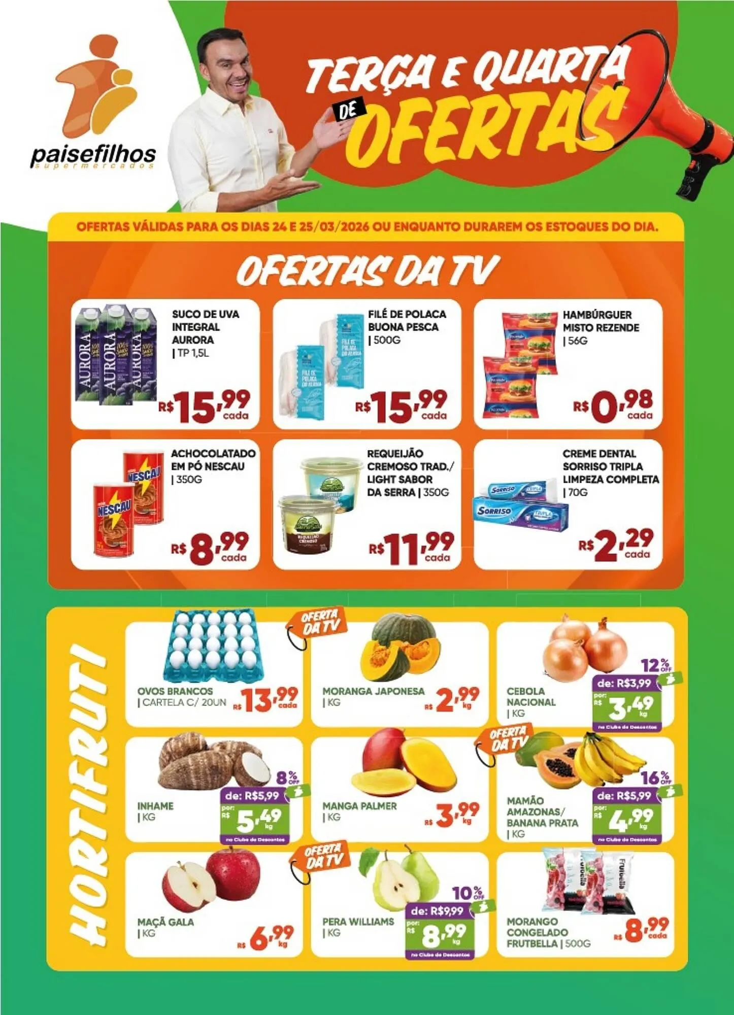 Encarte de Catálogo Pais e Filhos Supermercados 24 de março até 25 de março 2026 - Pagina 1