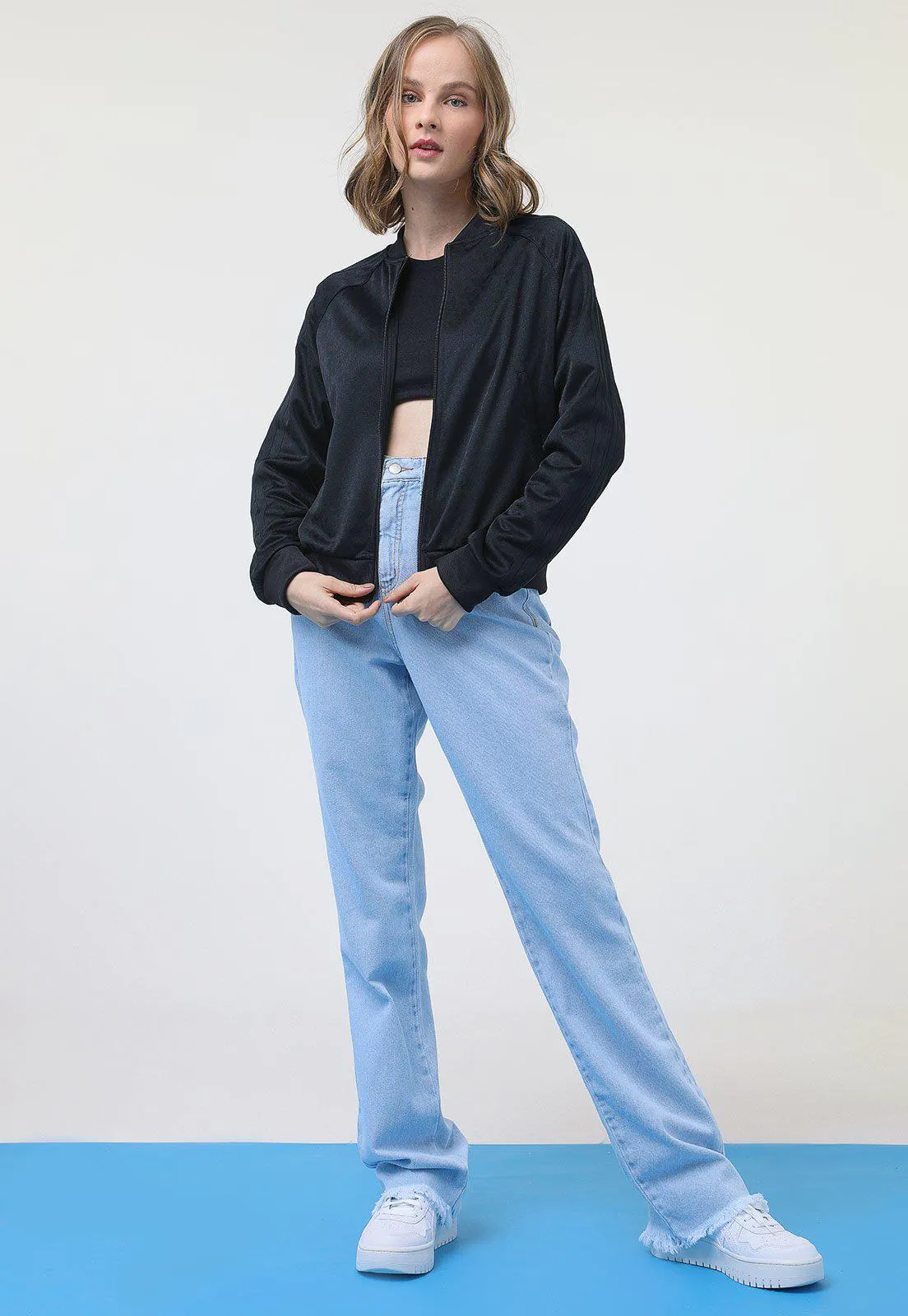 Calça Jeans Forever 21 Reta Desfiada Azul