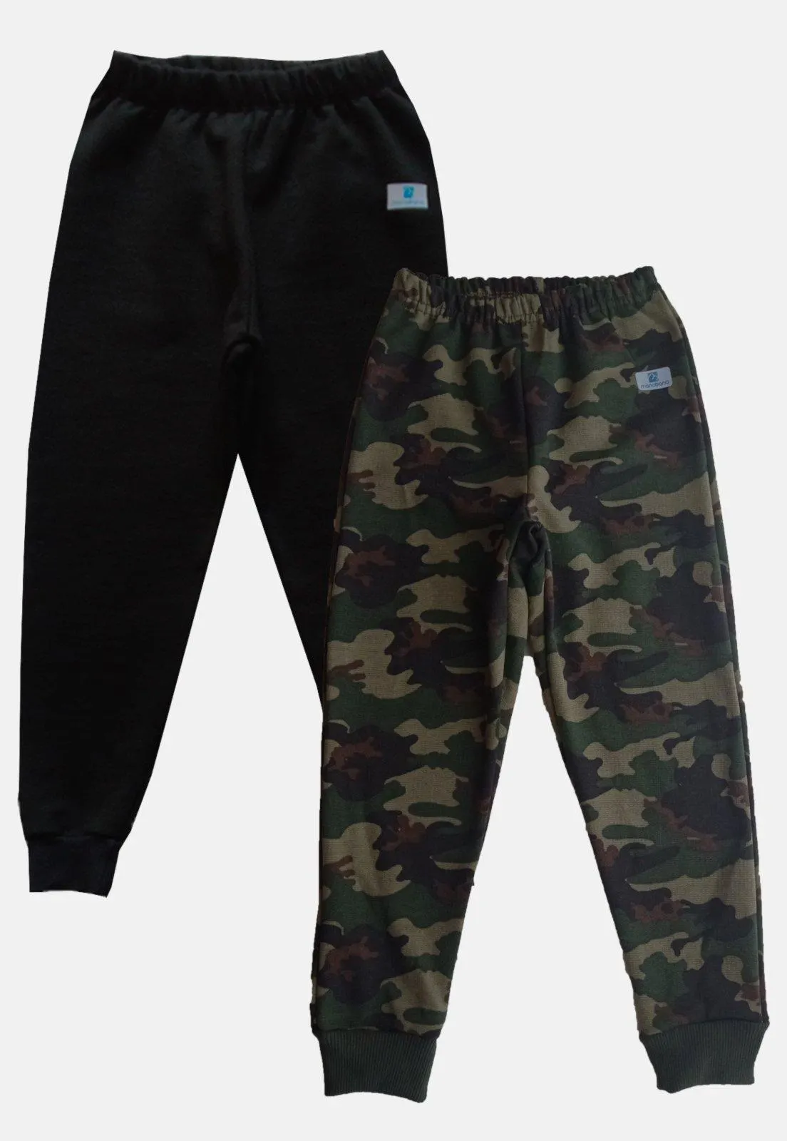 Kit 2 Calças Jogger Moletom Flanelado Juvenil Unisex Camuflada e Preta