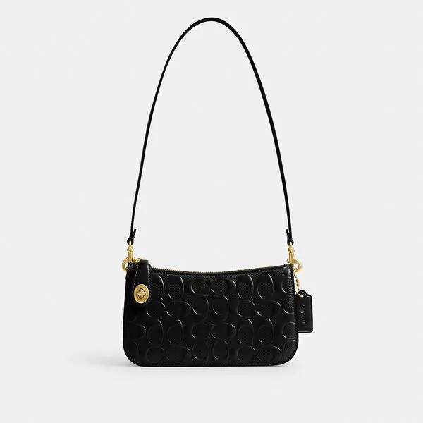 Bolsa Penn Shoulder Signature Leather Coach - Preto