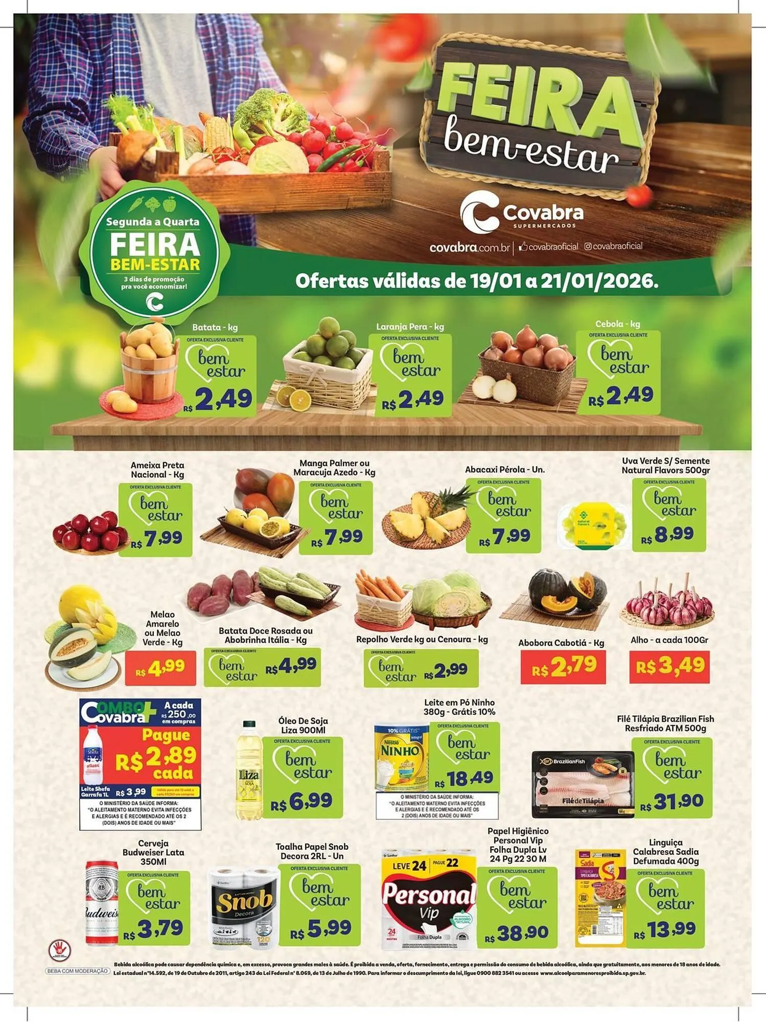 Encarte de Catálogo Covabra Supermercados 19 de janeiro até 21 de janeiro 2026 - Pagina 1