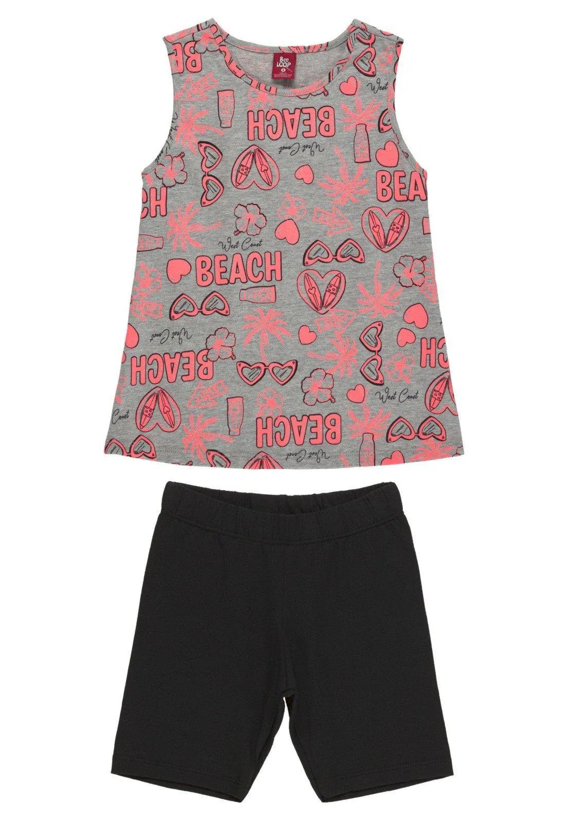Conjunto De Regata E Bermuda Ciclista Infantil Bee Loop Cinza