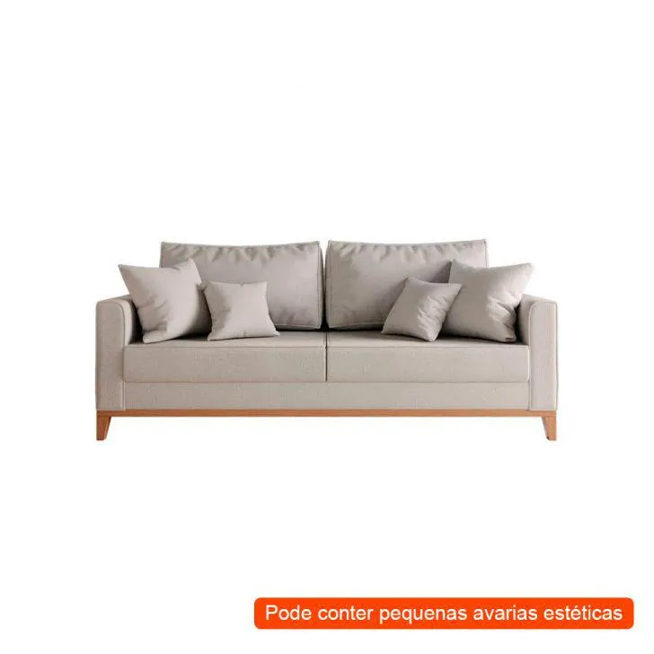 [OUTLET] Sofá 3 Lugares 182 cm Beny Linho Cotton Cru