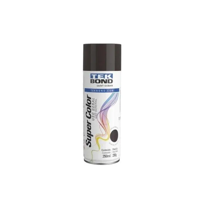 Tinta Spray Preto Brilhante Uso Geral 350ml/250g Tekbond