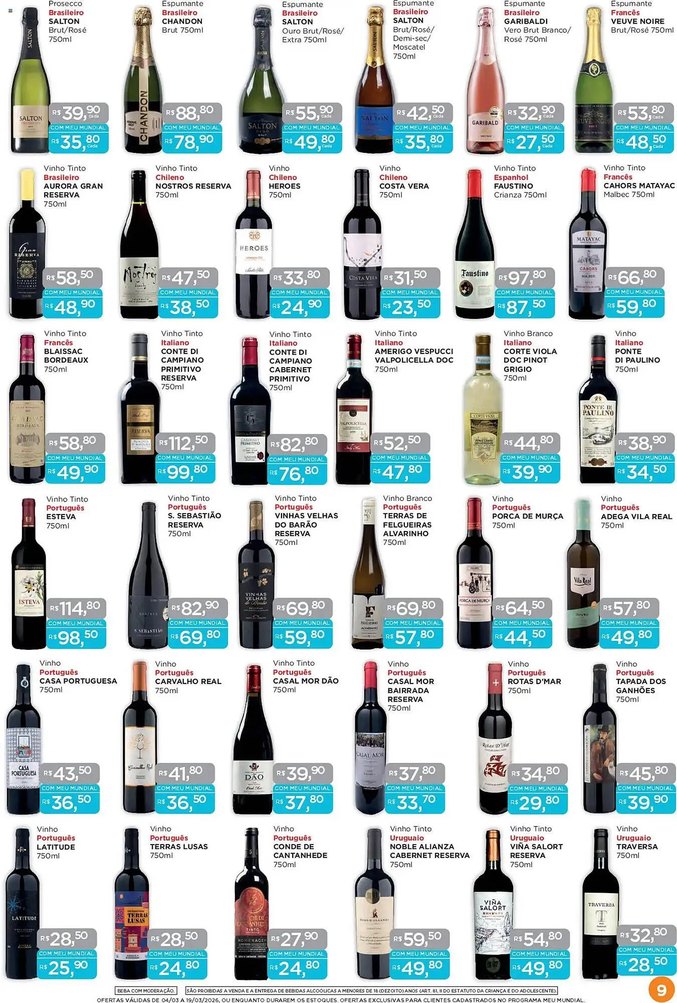 Encarte de Encarte Supermercados Mundial 4 de março até 19 de março 2026 - Pagina 9