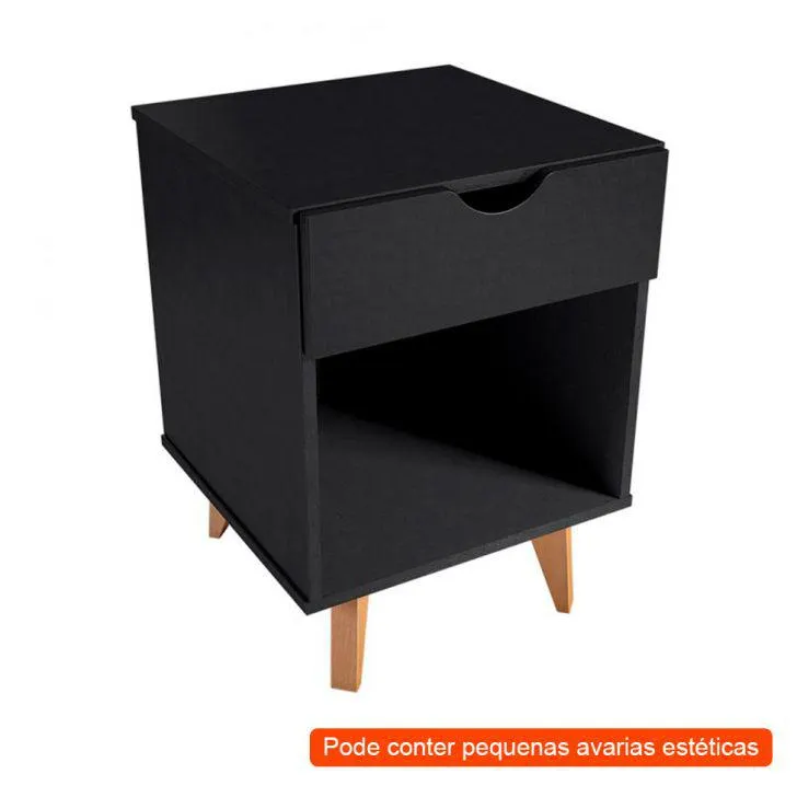 [OUTLET] Mesa de Cabeceira Bilbo 1 GV Moderno Preta