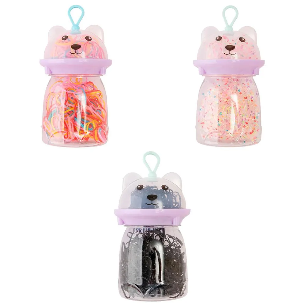 Kit Elásticos Para Cabelo Pote Urso com 80 Peças Plástico Sortido 2cm LM2804 - honeyhome
