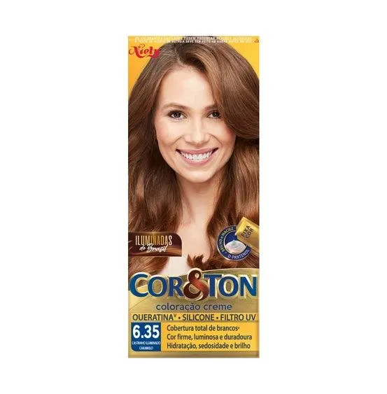 Tintura Cor & Ton Iluminadas Do Brasil Kit 6.35 Castanho Caramelo