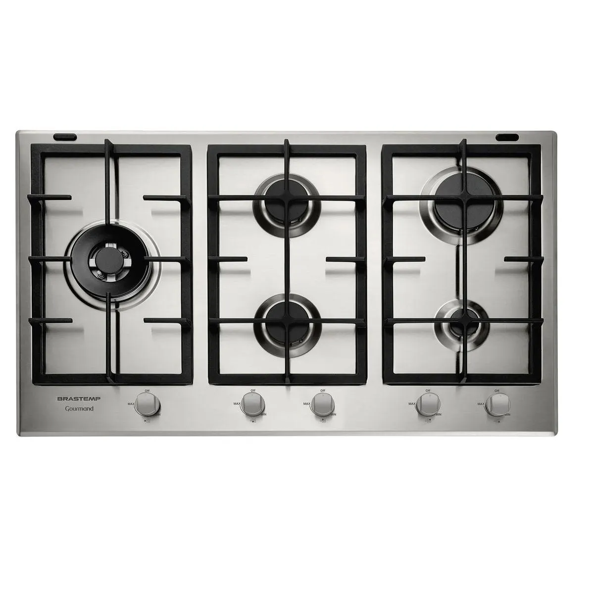 Cooktop 5 Bocas Brastemp Gourmand Inox com Duplachama e Trempe com Ferro Fundido - BDK90DR