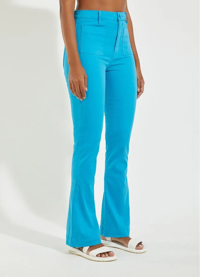 Calca sarja flare comfort azul