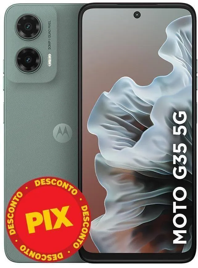 Smartphone / Telefone Celular Motorola Moto G35 5G 256GB 12GB (4GB RAM+8GB Ram Boost) e Câmera 50MP com AI NFC Tela 6.7" com Superbrilho Cinza