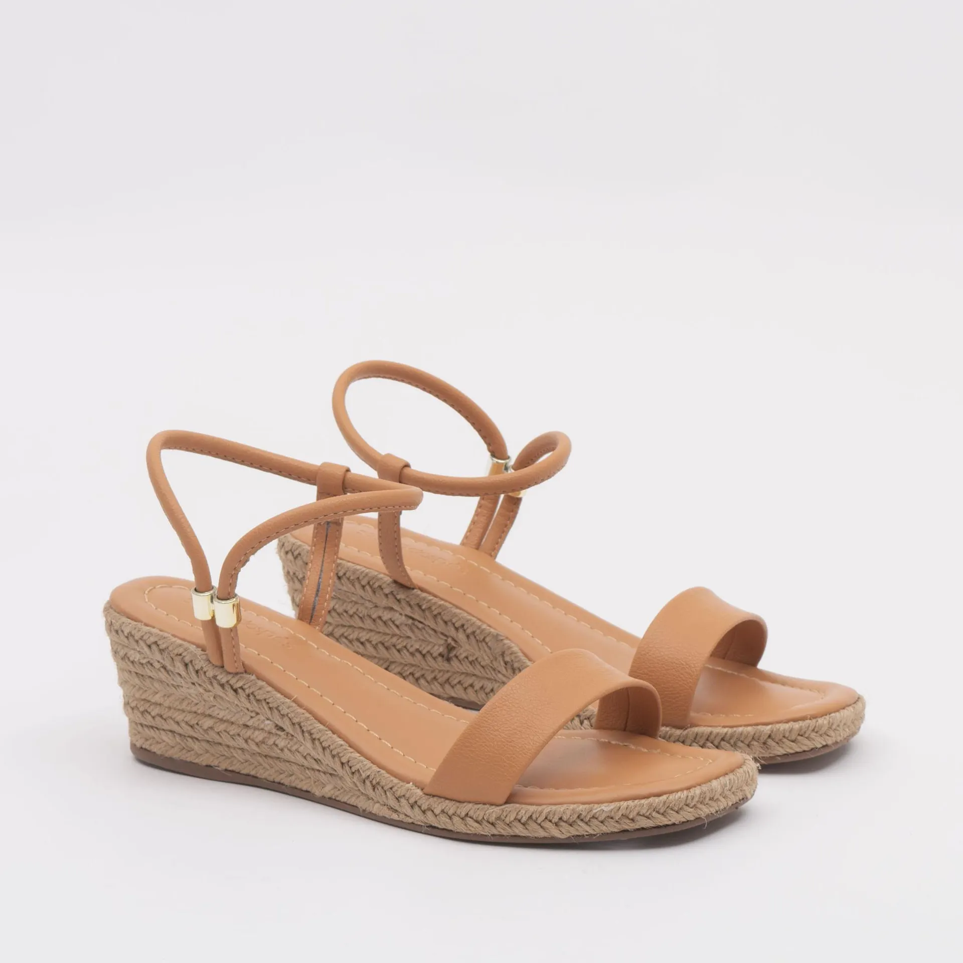 Anabela com metal regulavel e salto forrado - BISCUIT