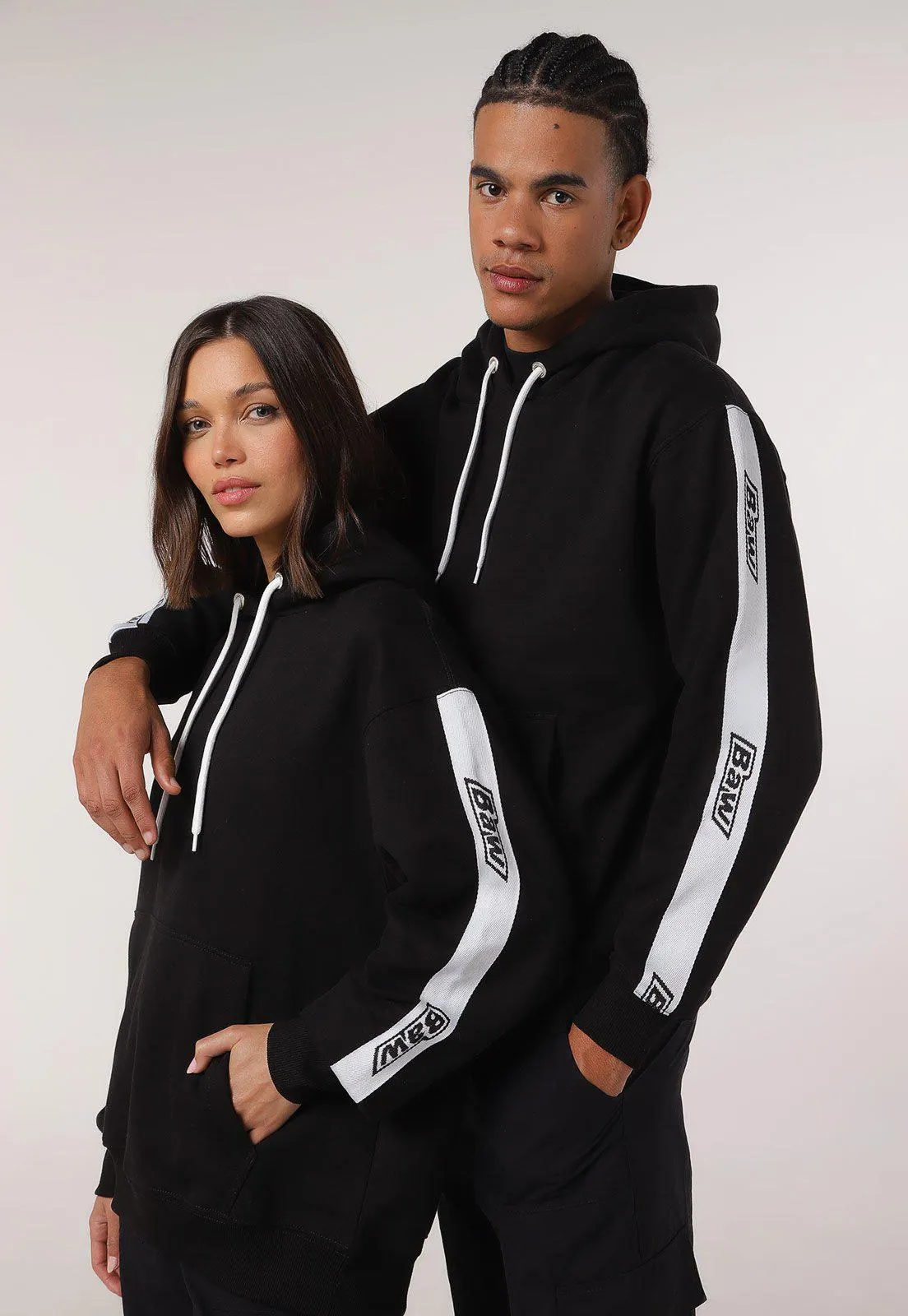 Blusa de Moletom Flanelada Fechada BAW Classy Stripes Preta