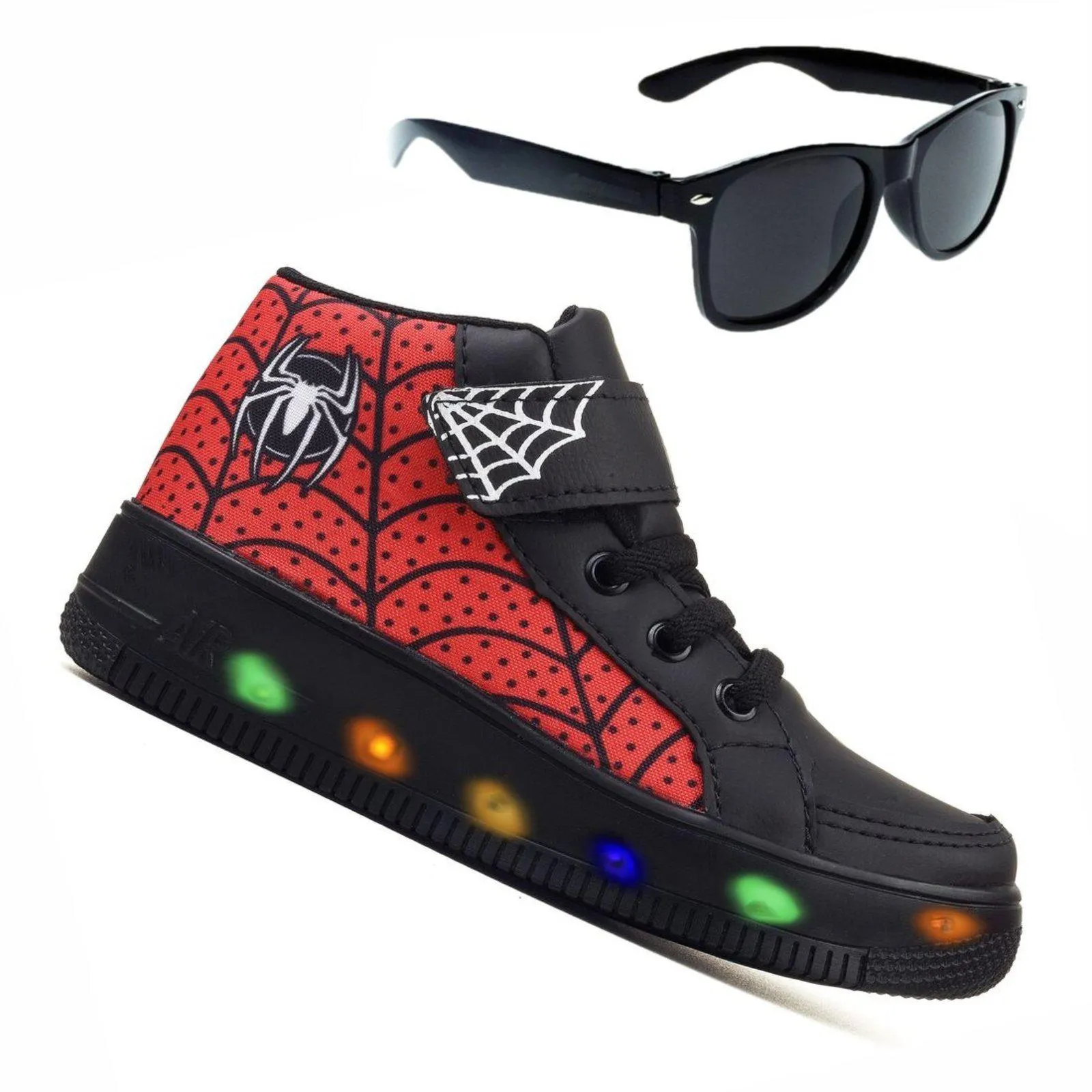 Tenis Masculino De Led Infantil Botinha Aranha Calce Facil Oculos