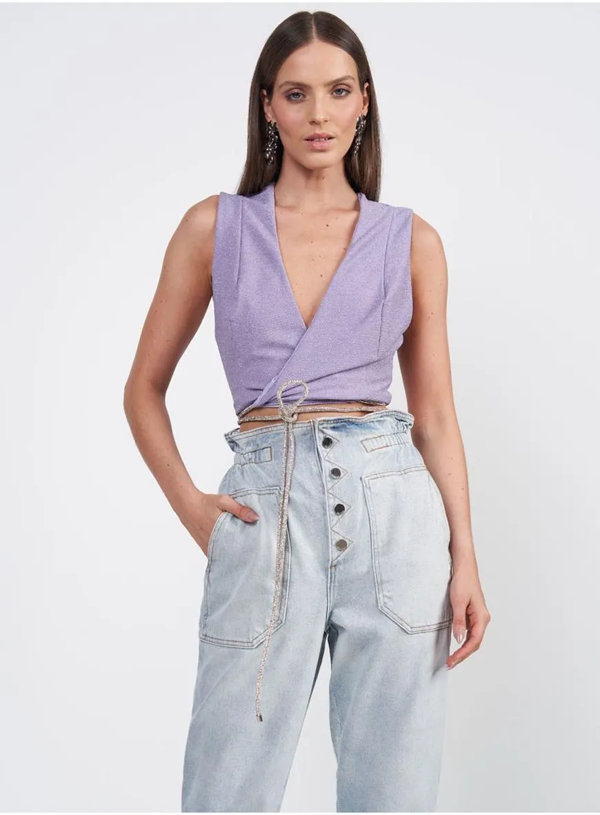 Blusa Assimétrica Decote Em V