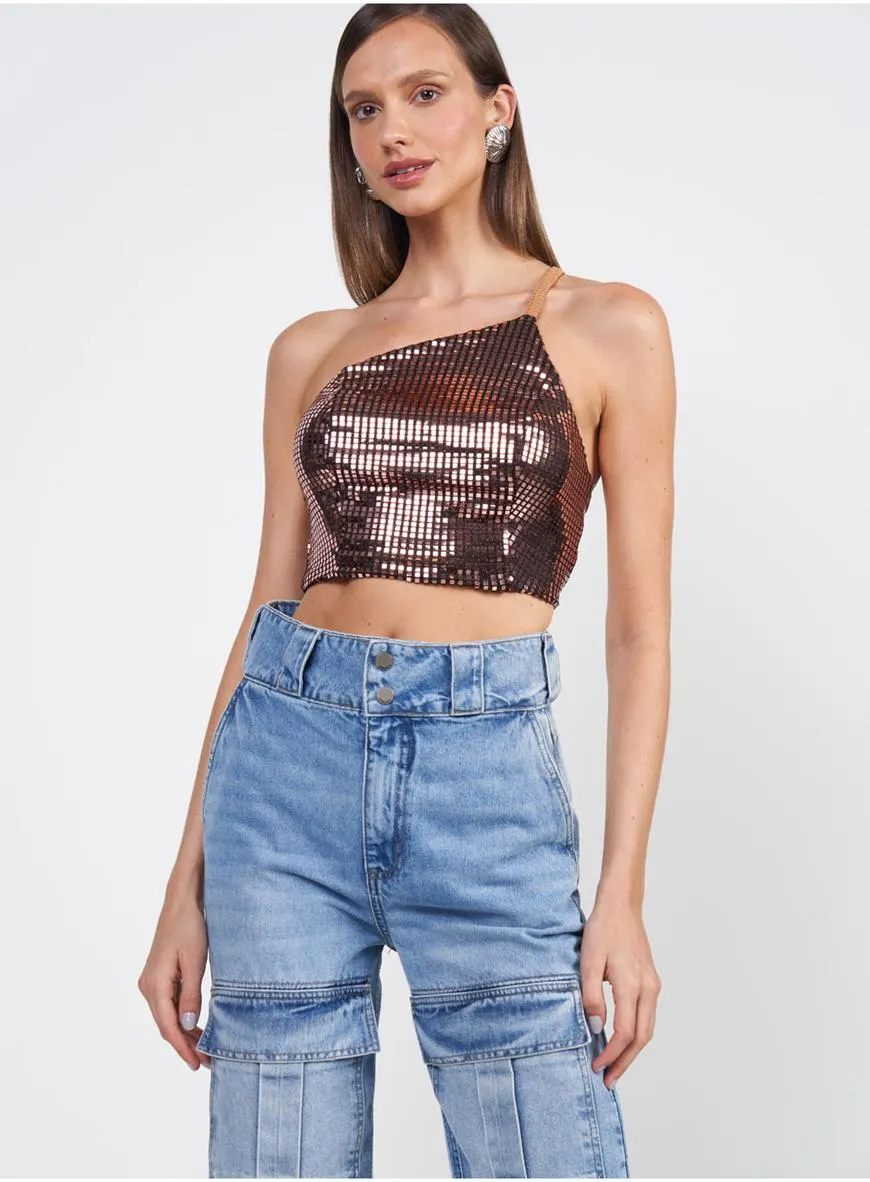Blusa Metalizada Alça Única