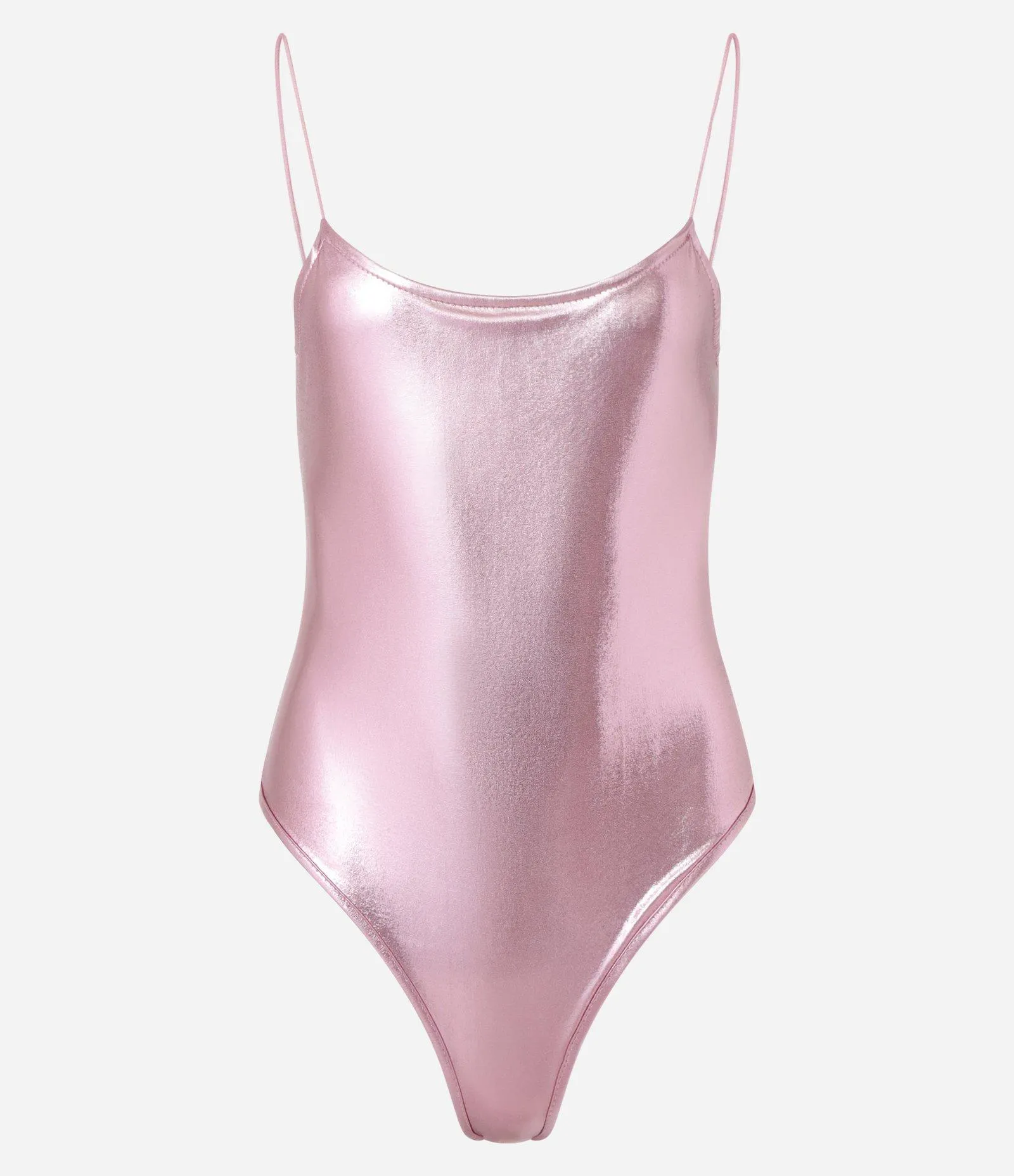 Body Metalizado com Decote nas Costas Rosa