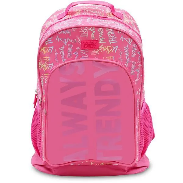 Mochila escolar em poliéster, Rosa, JDK2407, Happy Time - PT 1 UN