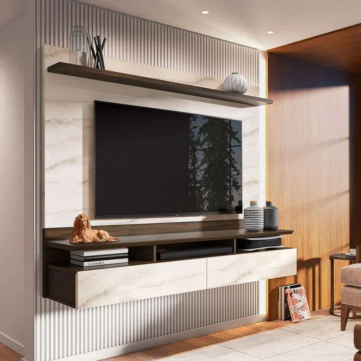 Painel Para TV até 55 Polegadas Noruega Cacau e Carrara