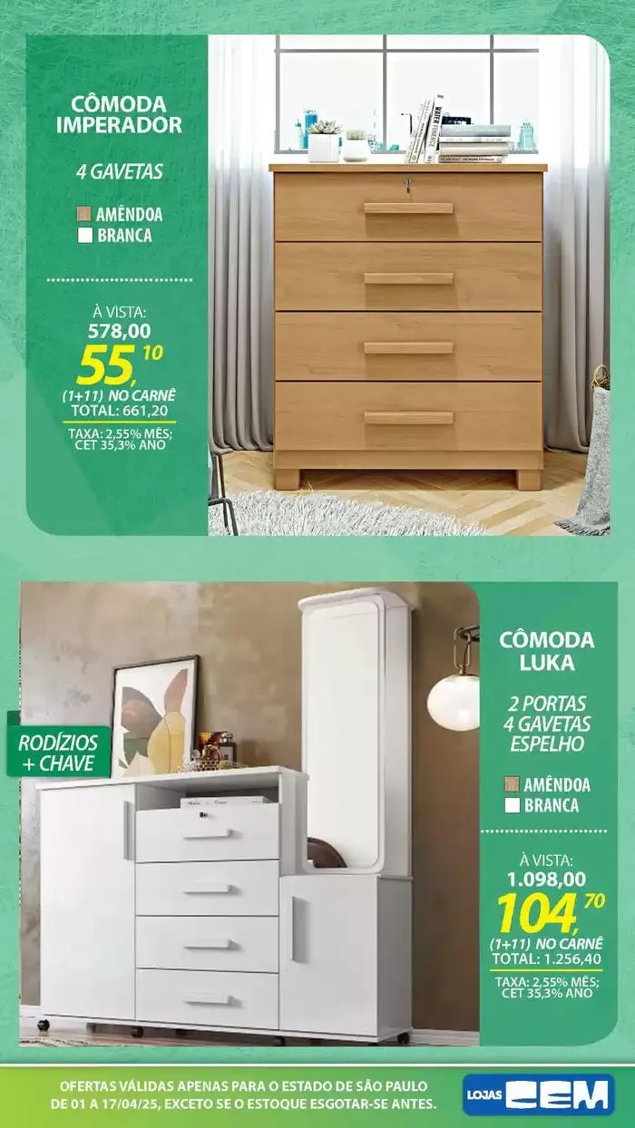 Encarte de Encarte Lojas Cem 3 de abril até 17 de abril 2025 - Pagina 102