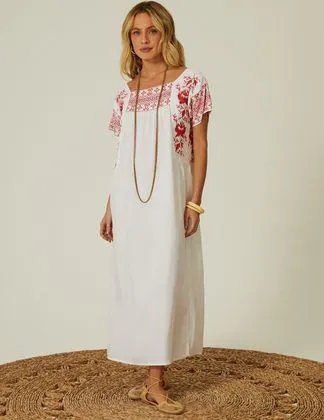 Vestido Midi Bordado Tapeçaria
