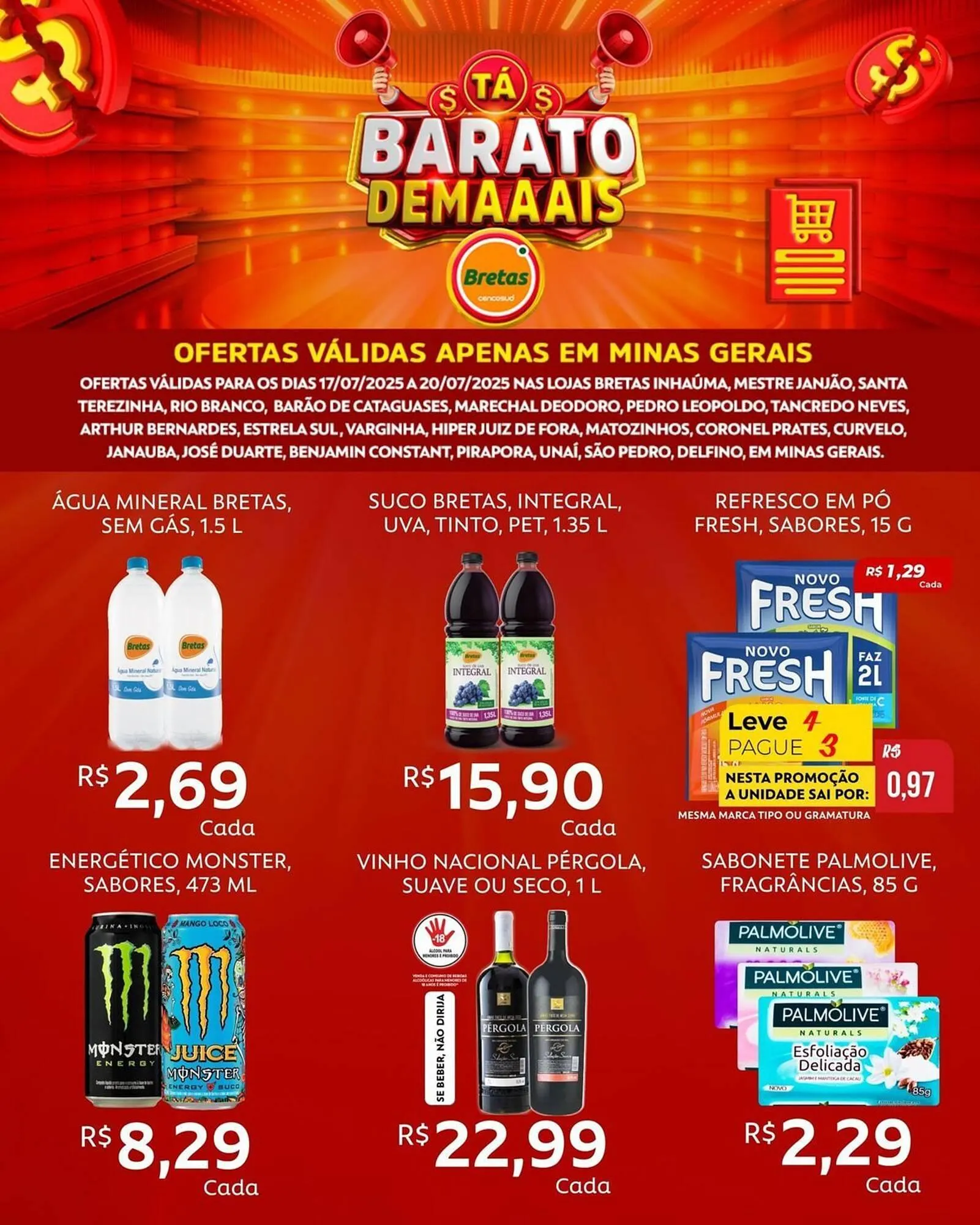 Encarte de Catálogo Supermercados Bretas 17 de julho até 23 de julho 2025 - Pagina 3