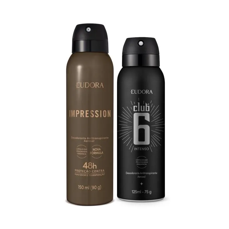 Combo Desodorante Aerossol: Impression 150ml/90g + Club 6 Intenso 125ml/75g