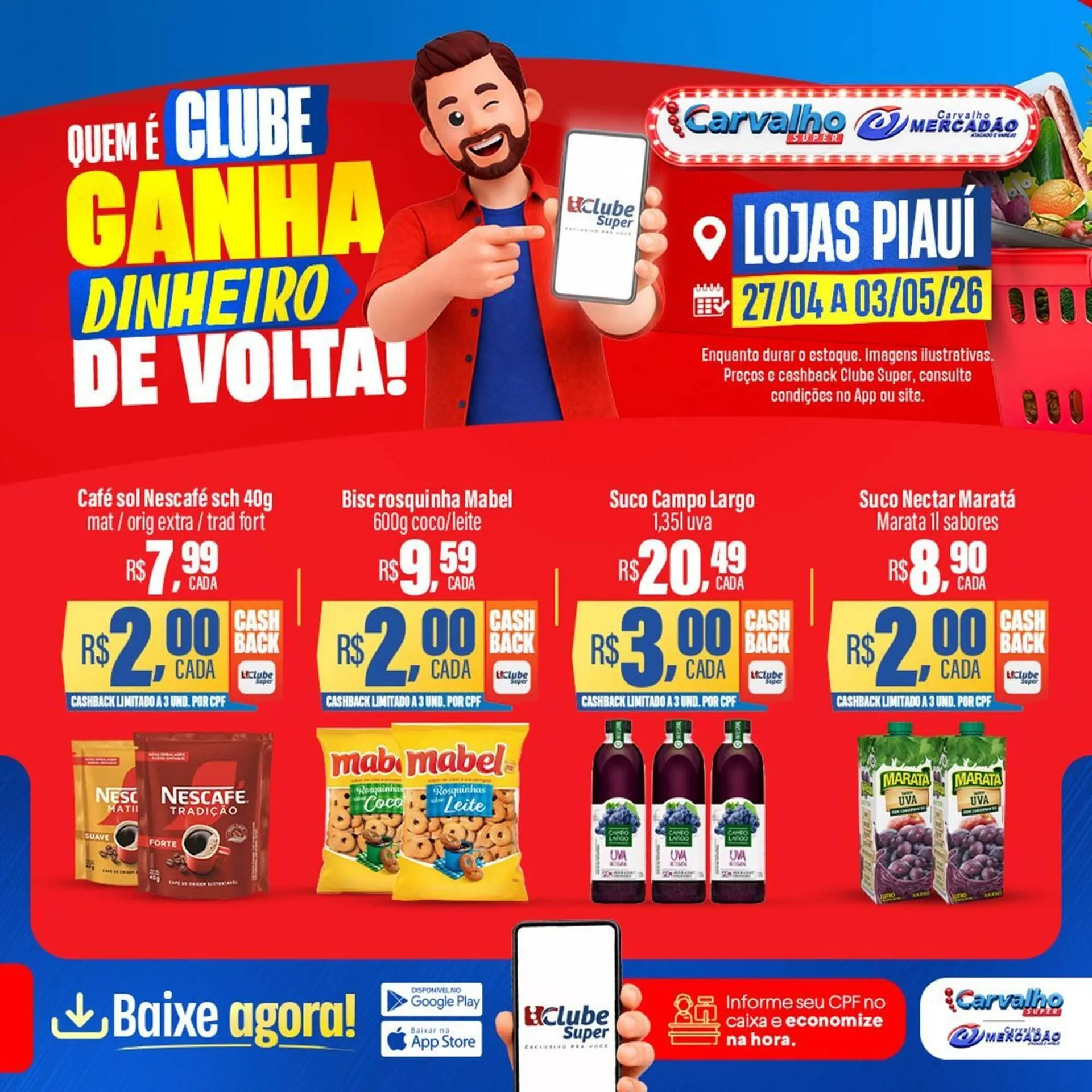 Encarte de Catálogo Carvalho Supermercado 27 de abril até 3 de maio 2026 - Pagina 1