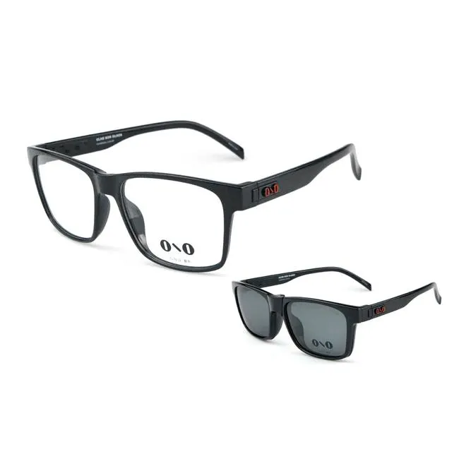 Óculos Clipon Ono, Meaípe, modelo ON0031CP, cor preto brilho, tamanho 56