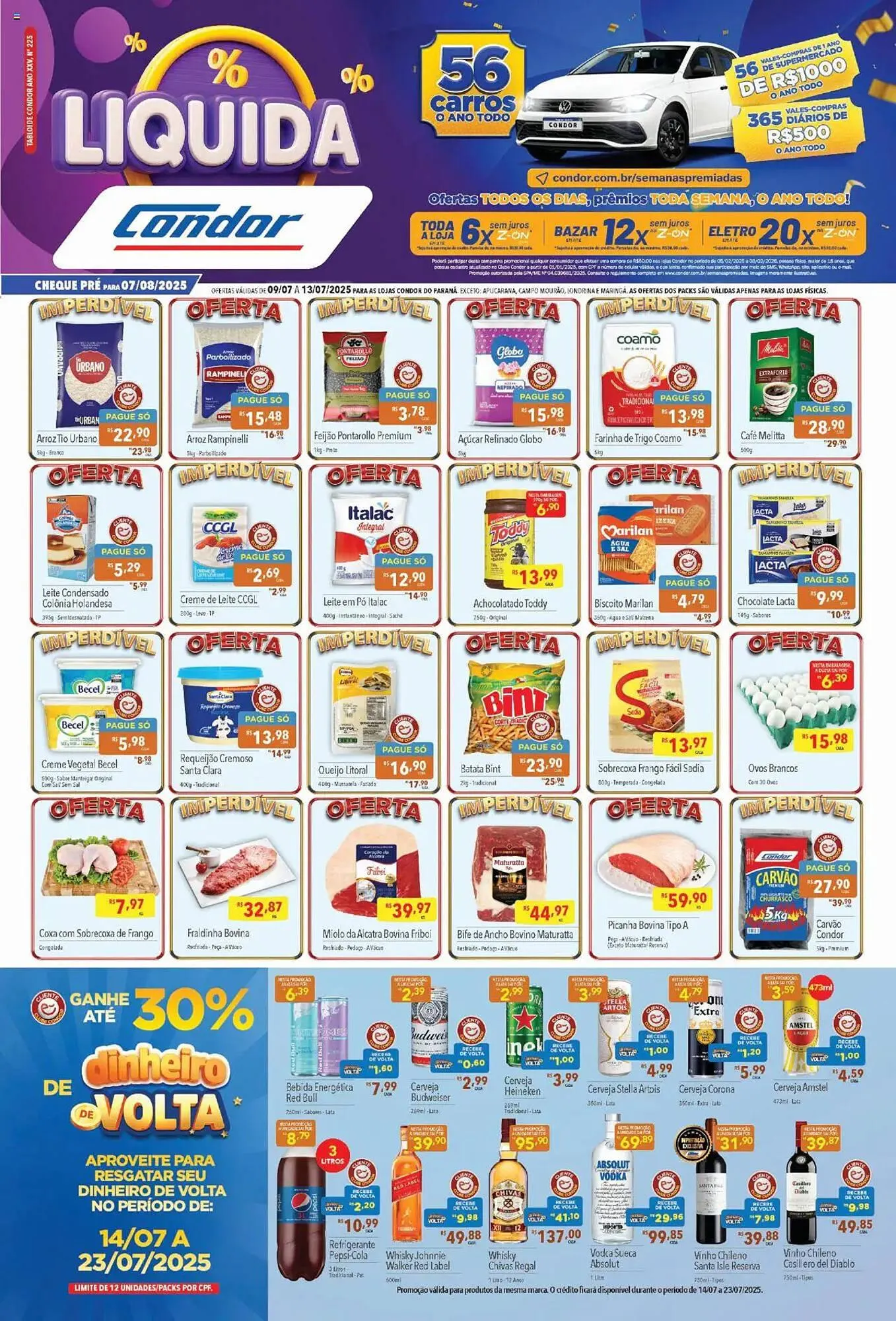Encarte de Catálogo Supermercados Condor 9 de julho até 14 de julho 2025 - Pagina 1