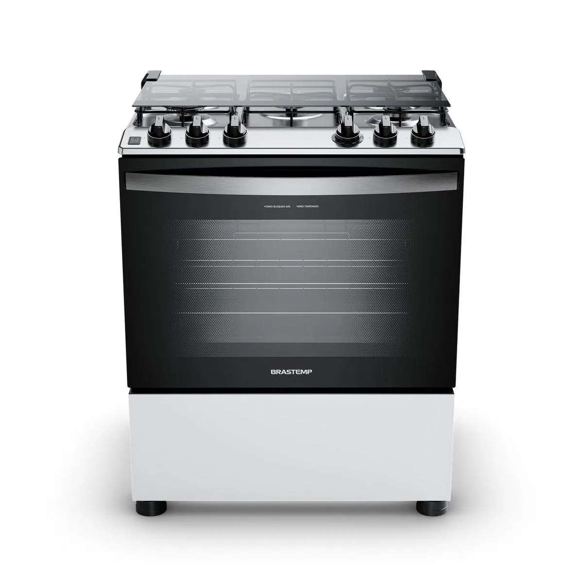 Fogão Brastemp 5 Bocas Cor Branca Com Botões Removíveis e Exclusivo Aro Protetor - BFS5NDB