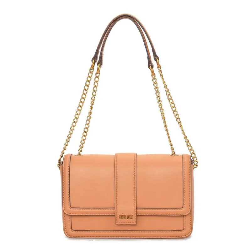 Bolsa Tiracolo Caramelo Alça Corrente Dourada