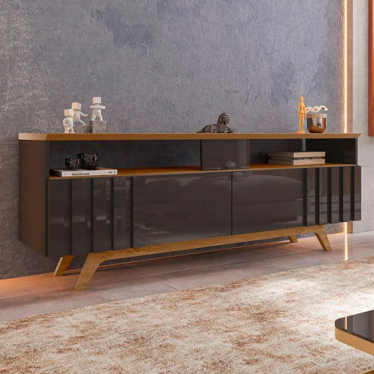 Rack Suiça Grafite e Freijó 160 cm