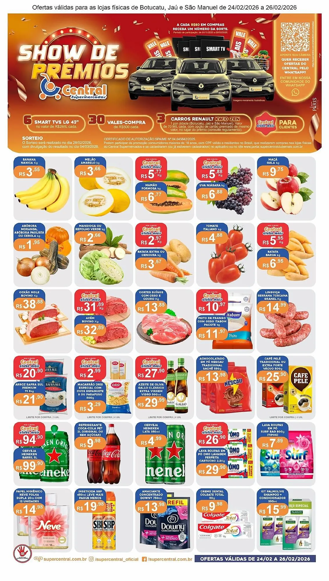 Encarte de Catálogo Central Supermercados 24 de fevereiro até 26 de fevereiro 2026 - Pagina 1