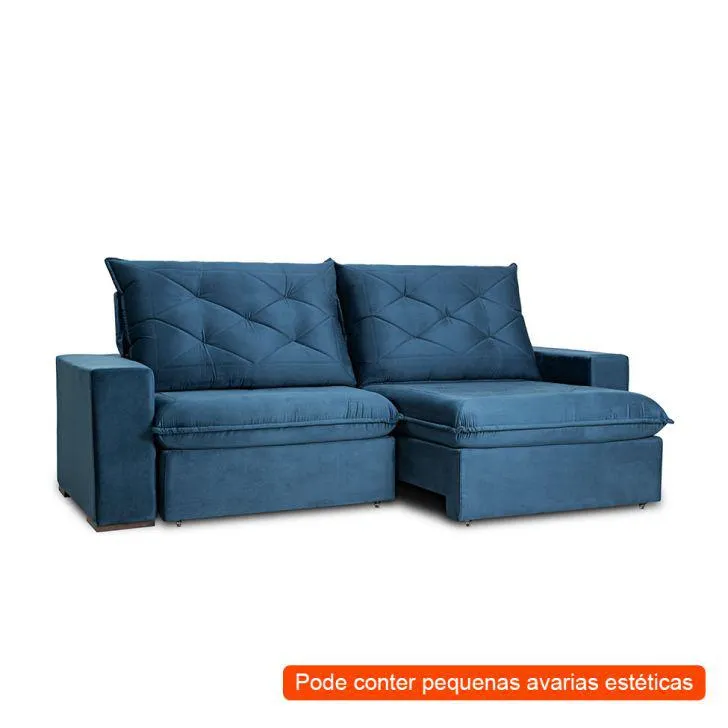[OUTLET] Sofá 3 Lugares Retrátil e Reclinável Living Premier Veludo Marinho 200 cm