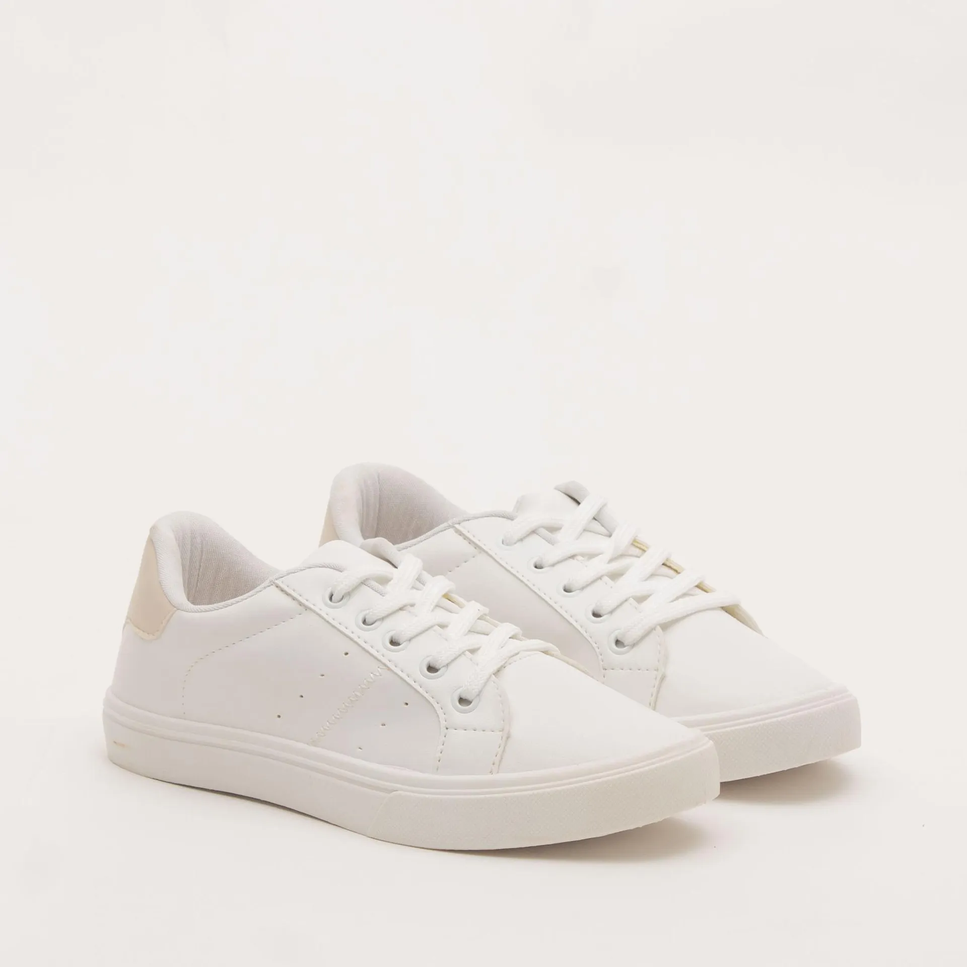 Tenis basico com detalhe de cor - BRANCO/COTTON