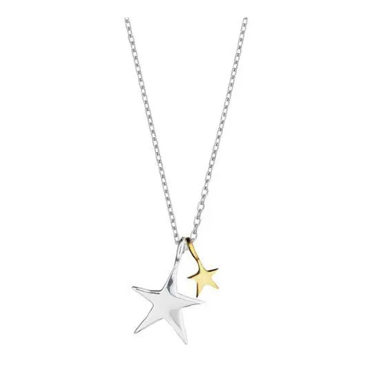 Double Stars Silver Gold Necklace