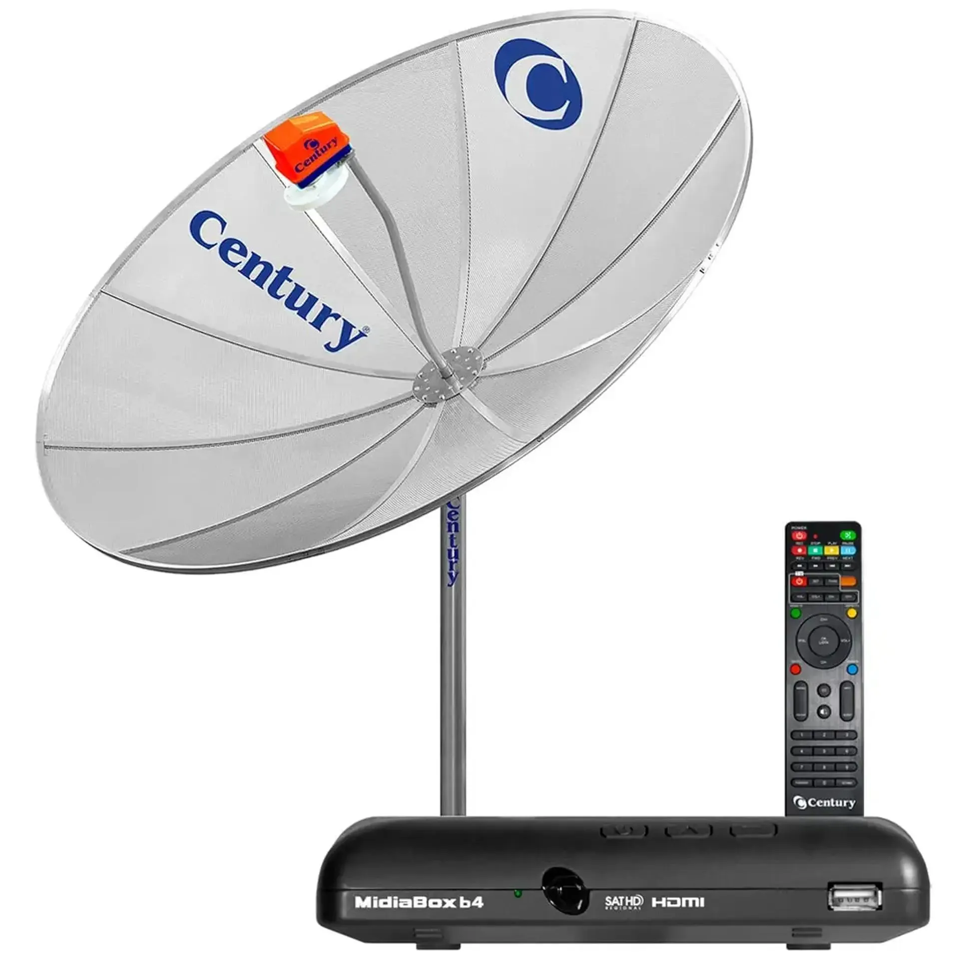 Antena Super Digital Monoponto + Receptor Midia Box B4 HD USB HDMI Century