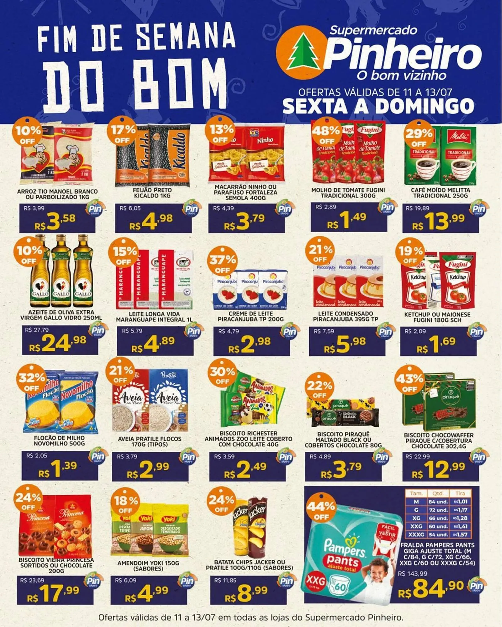 Encarte de Catálogo Pinheiro Supermercado 11 de julho até 13 de julho 2025 - Pagina 1