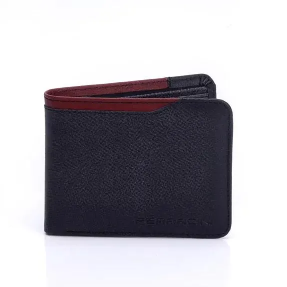 CARTEIRA FERRACINI MASCULINA COURO STON - PRETO/RUBI