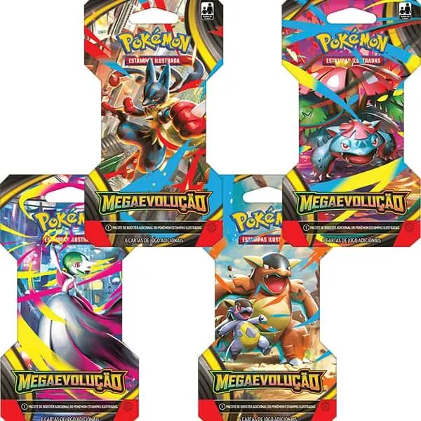 Blister Pokémon TCG, Pokémon Megaevolução, 35655, Copag - Pacote com 6 cartas cada - BT 1 UN