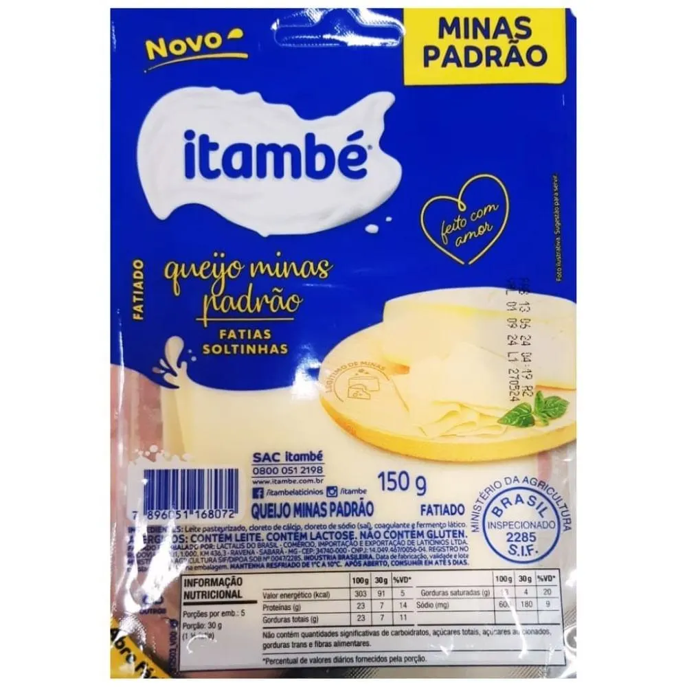 Queijo Minas Padrão Itambé 150g Fatiado