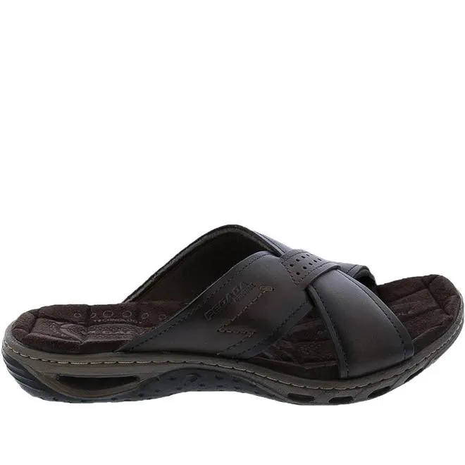 Chinelo Pegada Tiras Cruzadas Couro Marrom