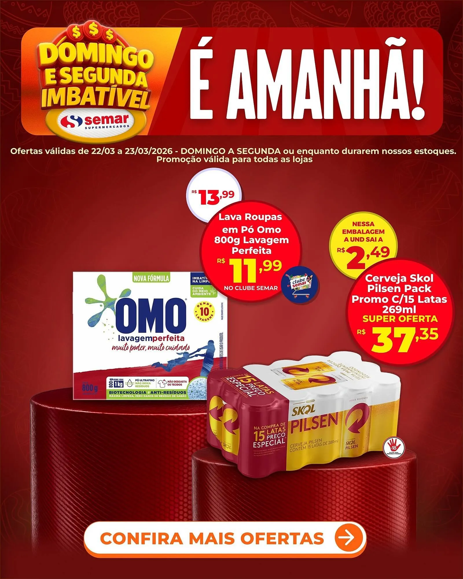 Encarte de Folheto Semar Supermercado 22 de março até 23 de março 2026 - Pagina 1