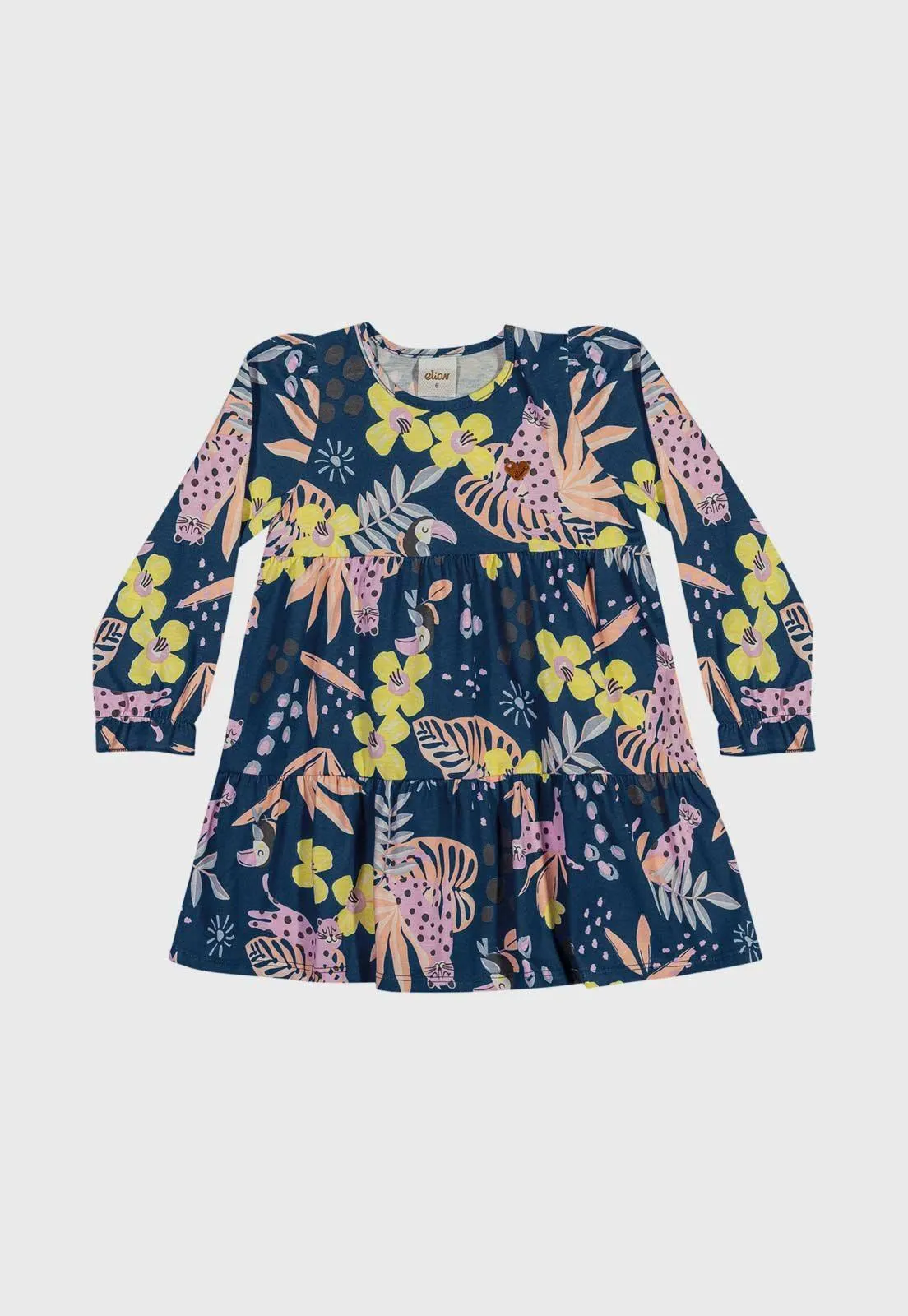 Vestido Infantil Elian Floral Azul-Marinho