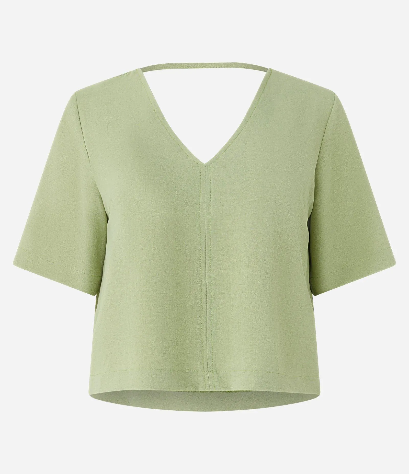 Blusa em Crepe com Decote V Verde